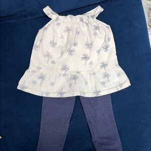 Carter's Cream and Blue Palm Tree Kids Matching Set